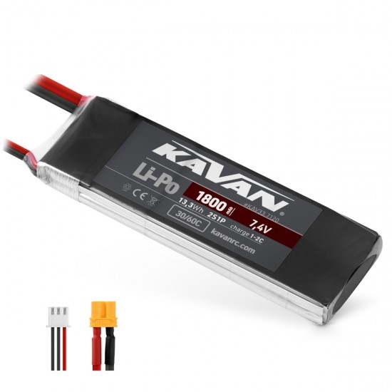 KAVAN Air Pack 1800mAh 7.4V 30 60C 2S LiPo Akkumulator XT60 KAV33 7120