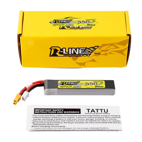 Tattu R-Line 550mAh 7.4V 95C 2S LiPo Akkumulator Long Stick XT30 TAA2S55095XT3L Tattu R-Line 550mAh 7.4V 95C 2S LiPo Akkumulator Long Stick XT30 TAA2S55095XT3L
