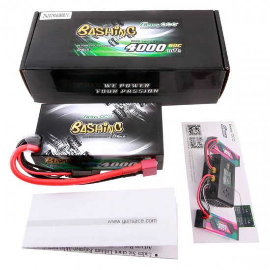 Gens Ace G-Tech 4000mAh 7.4V 60C 2S LiPo Auto Akkumulator Shorty Hardcase 48 T-Plug