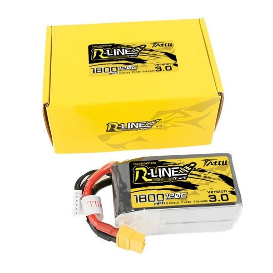 Tattu R-Line V3 1800mAh 4S 14.8V 120C LiPo akkumulátor XT60 FPV racing drónhoz