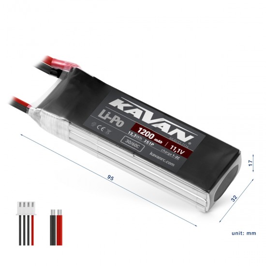 KAVAN Air Pack 1200mAh 11.1V 30 60C 3S LiPo Akkumulator KAV33 7114