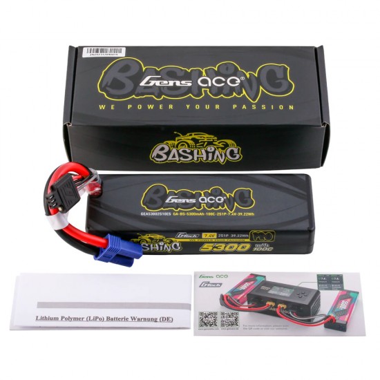 Gens Ace Bashing G-Tech 5300mAh 7.4V 100C 2S LiPo Auto Akkumulator Hardcase EC5 GEA53002S10E5