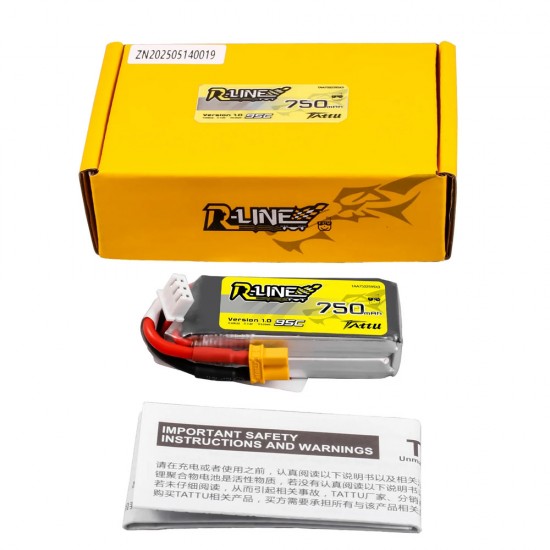 Tattu R-Line 750mAh 7.4V 2S 95C LiPo Akkumulátor TAA7502S95X3