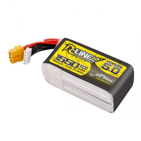 Tattu R-Line V5.0 1550mAh 4S 14.8V 150C LiPo Akkumulátor XT60 csatlakozó TAA15504S15X6