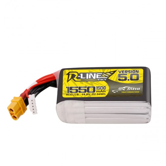 Tattu R-Line V5.0 1550mAh 4S 14.8V 150C LiPo Akkumulátor XT60 csatlakozó TAA15504S15X6