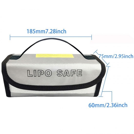 LiPo tűzálló táska 185 x 75 x 60 mm ezüst