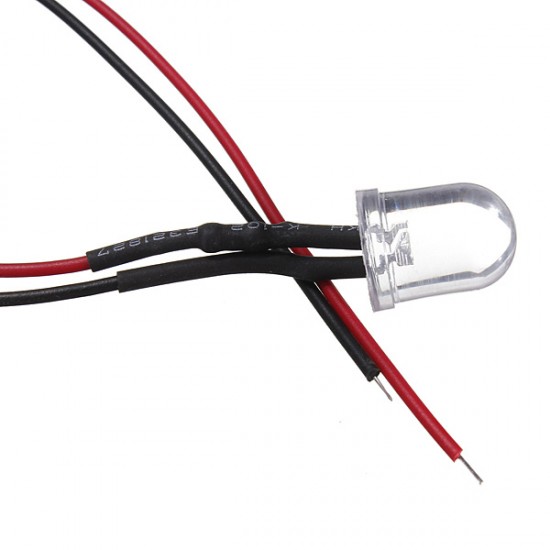 LED 10 mm-es fehér 12V DC vezetékkel